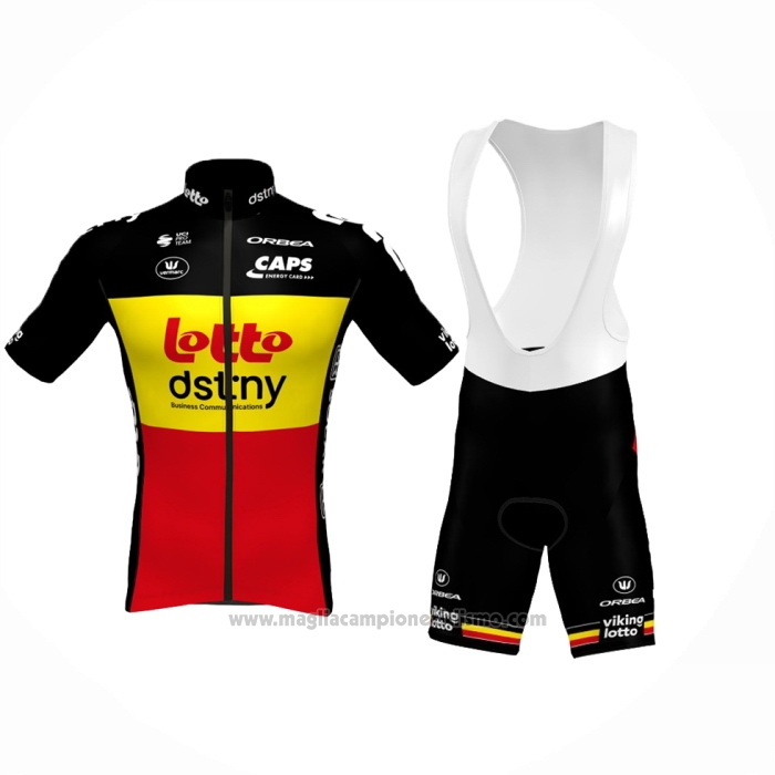 2024 Abbigliamento Ciclismo Lotto Dstny Nero Giallo Rosso Manica Corta e Salopette
